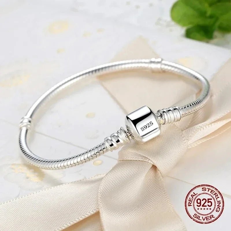 Handmade 925 Sterling Silver Charm Bracelet | Smooth Snake Design - My Web Bazaar