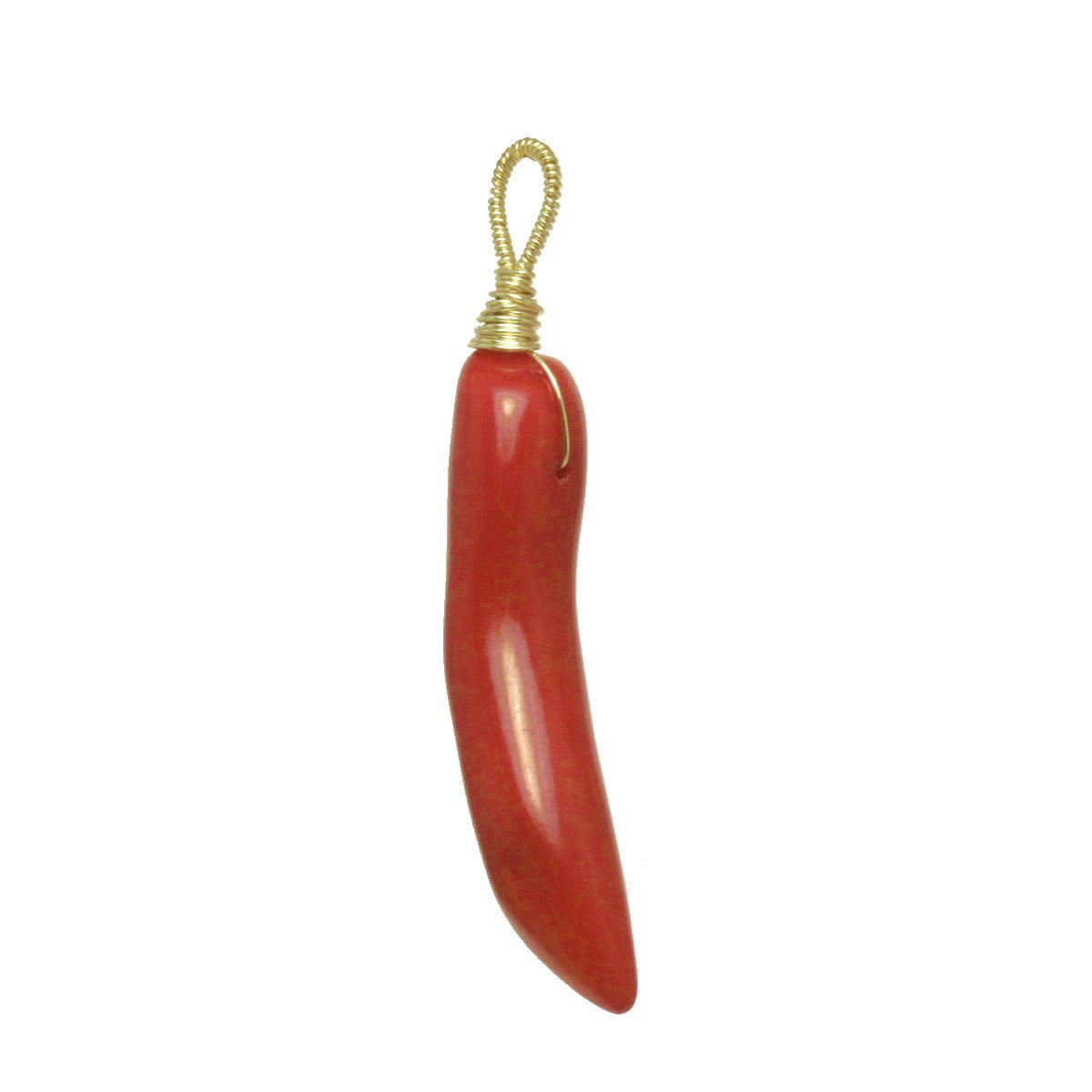 Handmade Red Coral Horn - Gold Pendant | Unique Artisan Jewelry - My Web Bazaar