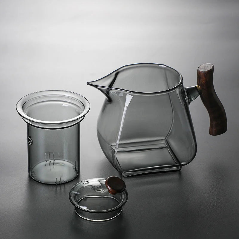 Japanese Style Wooden Handle Glass Teapot With Infuser Heated Resistant Brewing Tea Pot Kung Fu Puer Tea Scented Glass Kettle - My Web Bazaar