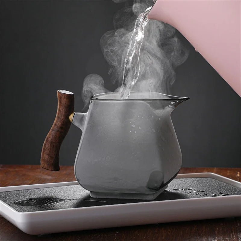 Japanese Style Wooden Handle Glass Teapot With Infuser Heated Resistant Brewing Tea Pot Kung Fu Puer Tea Scented Glass Kettle - My Web Bazaar