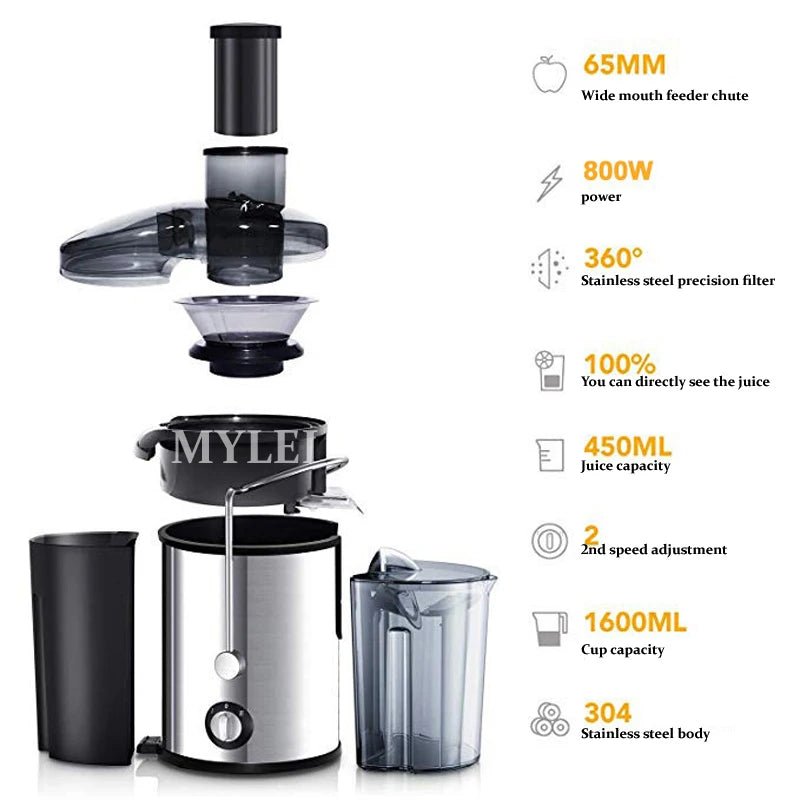 Juicer Machine Orange Juicer Big Mouth for Whole Fruits and Vegetable Juice Extractor with 2 Speeds Easy to Clean - My Web Bazaar