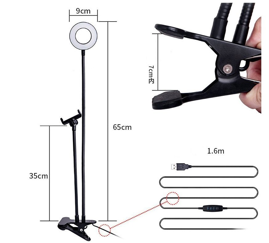 LED Selfie Ring Light for Live Adjustable Makeup Light - 8cm Stand - My Web Bazaar