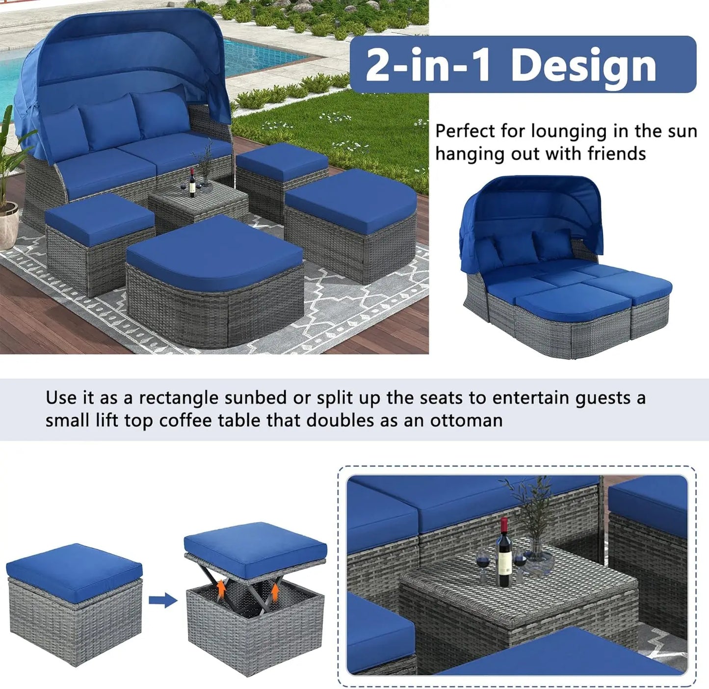 • Retractable canopy outdoor lounge