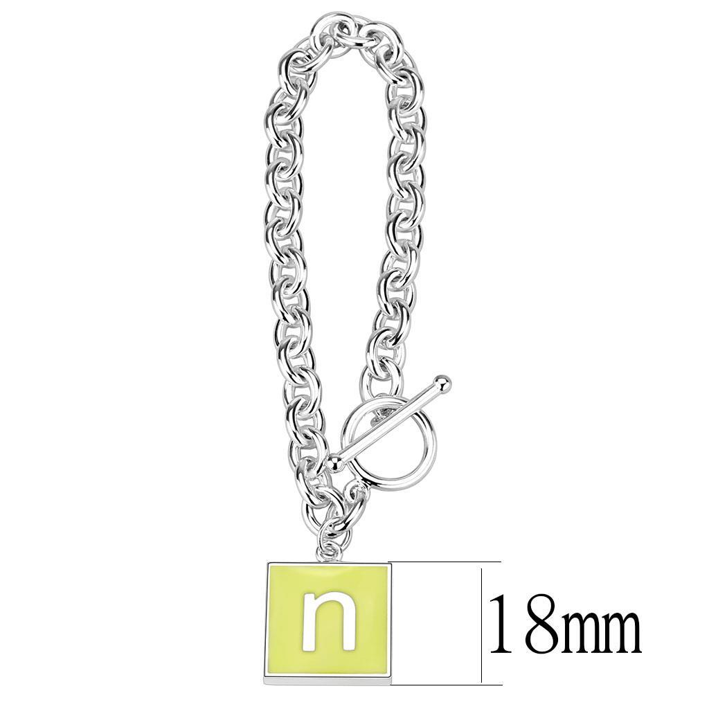 LO4639 High - Polished Brass Bracelet | Elegant Emerald Design - My Web Bazaar