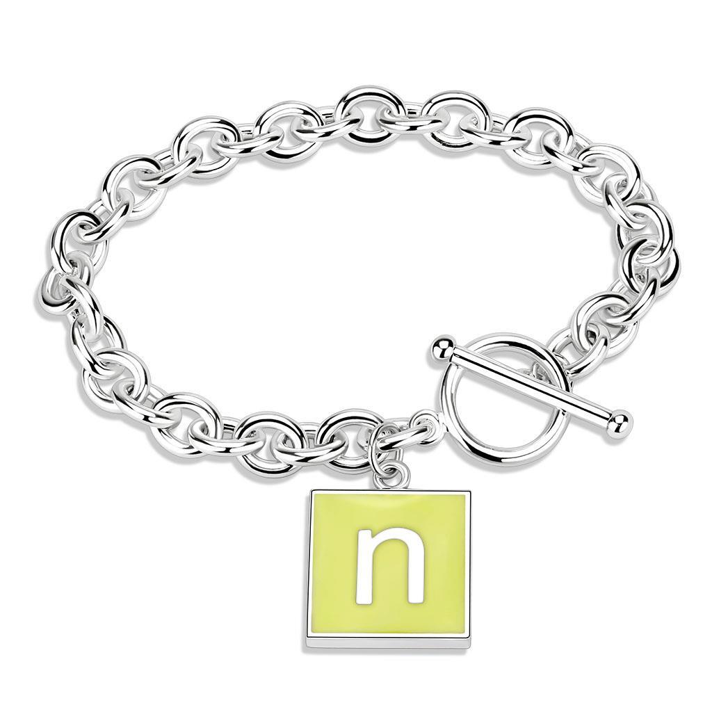 LO4639 High - Polished Brass Bracelet | Elegant Emerald Design - My Web Bazaar