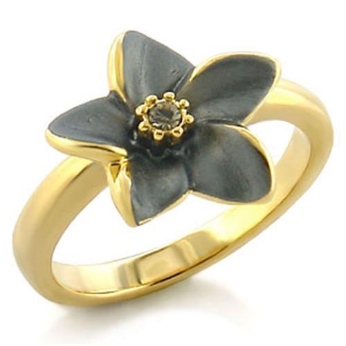 LO520 Gold White Metal Ring | Top Grade Crystal in Black Diamond - My Web Bazaar