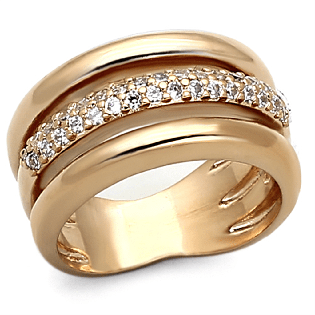 LOA900 Rose Gold Brass Ring | Sparkling AAA CZ Elegance - My Web Bazaar