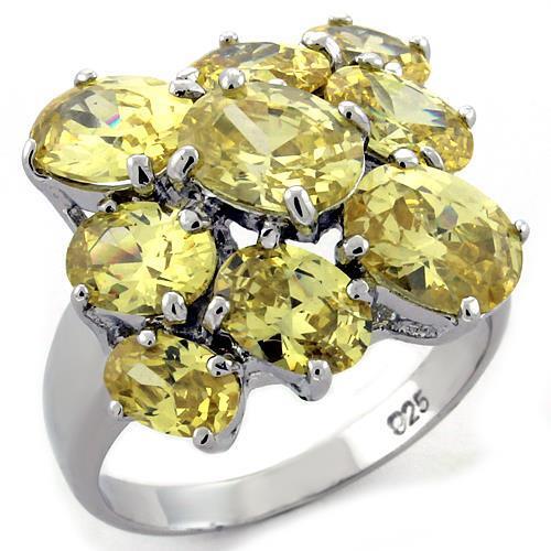 LOAS1109 Rhodium 925 Silver Ring | Stunning Topaz CZ Elegance - My Web Bazaar