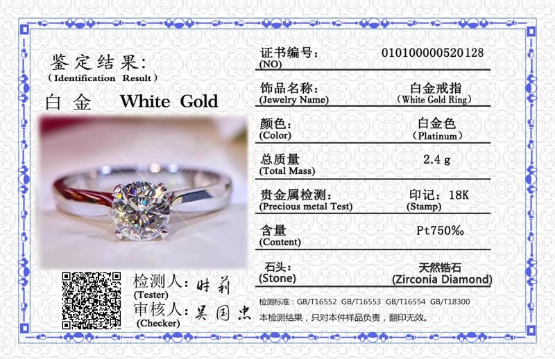 Luxury 18K White Gold 2CT Zirconia Solitaire Ring | Gift - Ready Jewelry - My Web Bazaar