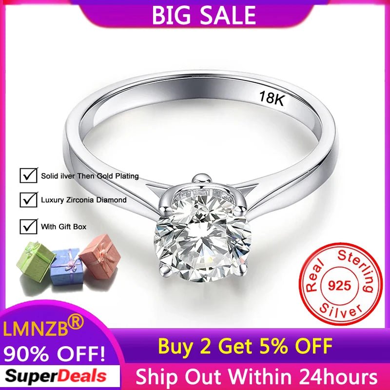 Luxury 18K White Gold 2CT Zirconia Solitaire Ring | Gift - Ready Jewelry - My Web Bazaar