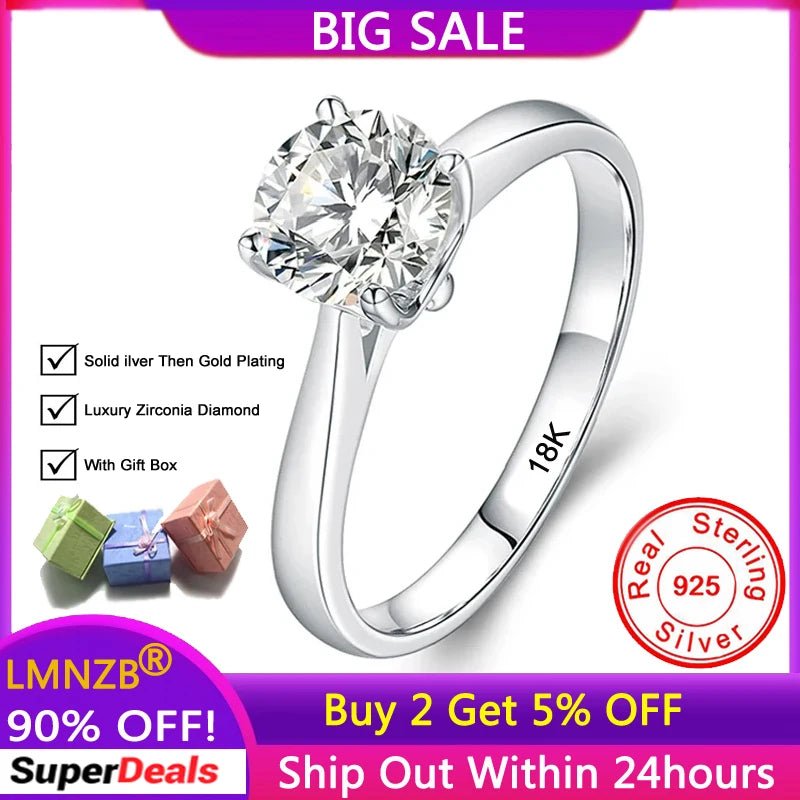 Luxury 18K White Gold 2CT Zirconia Solitaire Ring | Gift - Ready Jewelry - My Web Bazaar