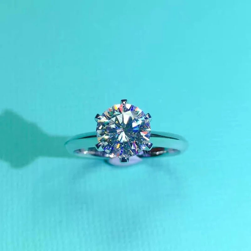Luxury 18K White Gold Plated Silver 925 Ring | 2 Carat Zirconia - My Web Bazaar