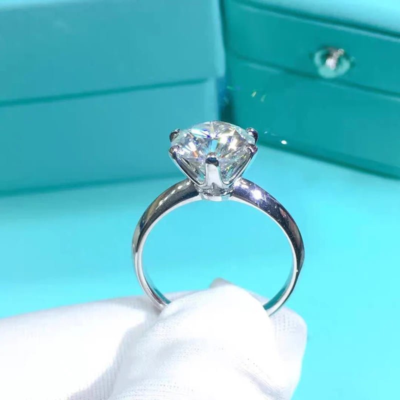 Luxury 18K White Gold Plated Silver 925 Ring | 2 Carat Zirconia - My Web Bazaar