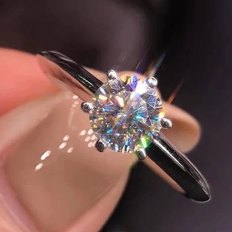 Luxury 18K White Gold Plated Silver 925 Ring | 2 Carat Zirconia - My Web Bazaar