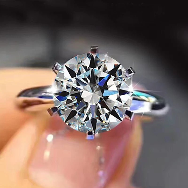 Luxury 18K White Gold Plated Silver 925 Ring | 2 Carat Zirconia - My Web Bazaar