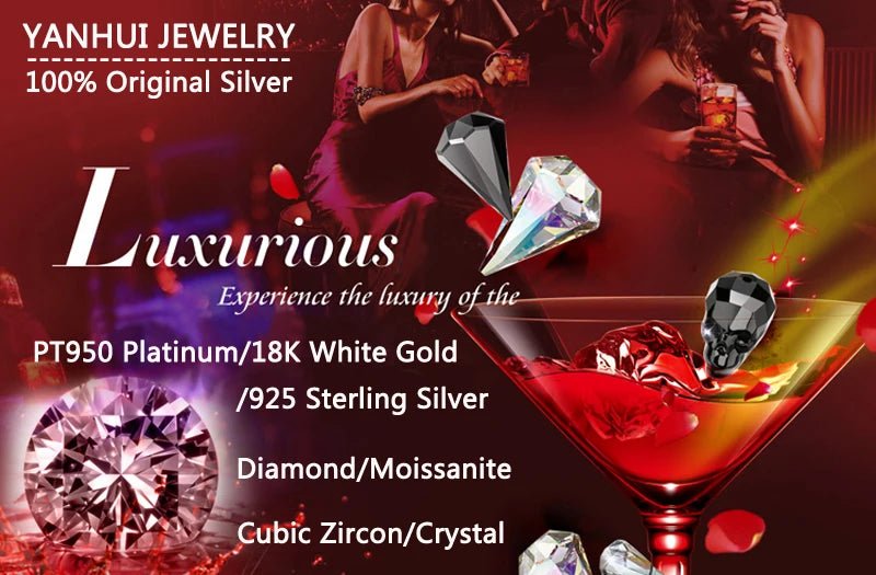 Luxury 18K White Gold Plated Silver 925 Ring | 2 Carat Zirconia - My Web Bazaar