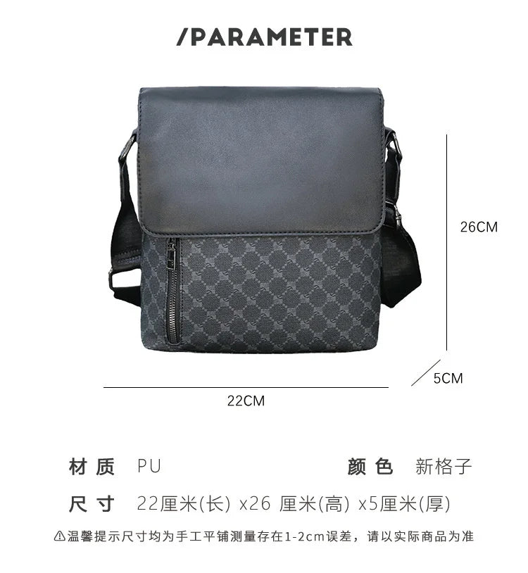 Luxury Brand PU Leather Shoulder Bag For Men Business Crossbody High Quality Casual Small Flap Messenger IPAD - My Web Bazaar