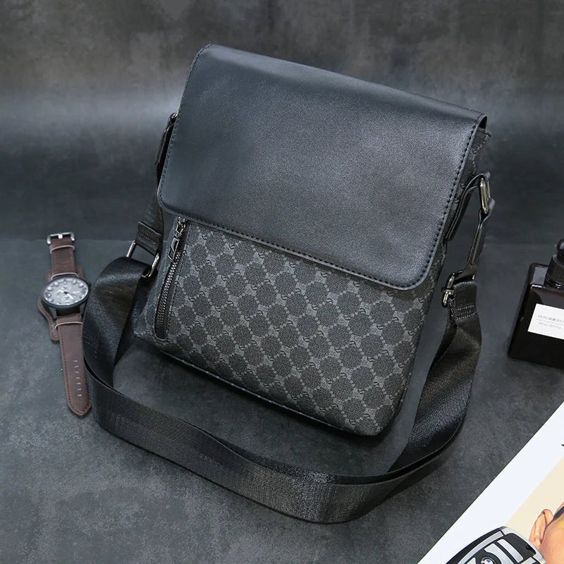 Luxury Brand PU Leather Shoulder Bag For Men Business Crossbody High Quality Casual Small Flap Messenger IPAD - My Web Bazaar