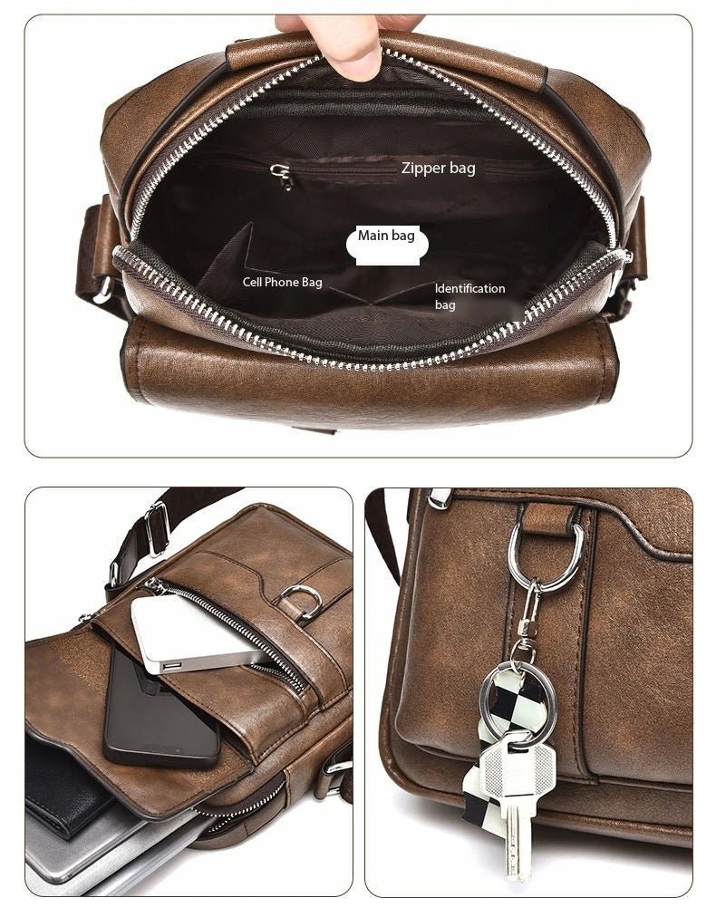 Luxury Brand Vintage Messenger Men Leather Shoulder Small Crossbody Bag Male Side Bag Office Business Handbag - My Web Bazaar