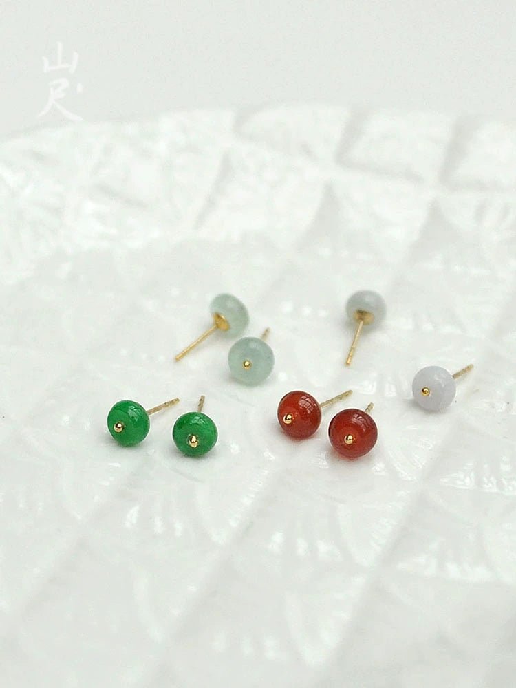 Nanhongshan Tianglinglong 18K Gold Ear - Ring Clip with Jade Emerald - My Web Bazaar