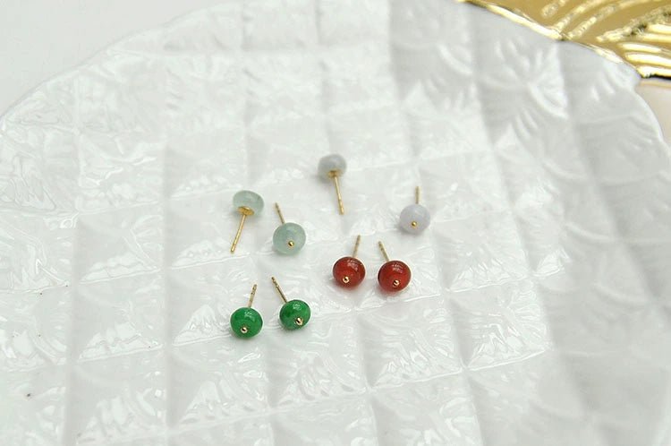 Nanhongshan Tianglinglong 18K Gold Ear - Ring Clip with Jade Emerald - My Web Bazaar