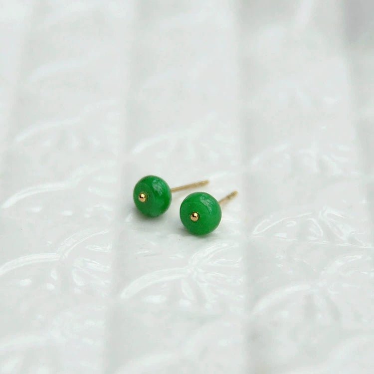 Nanhongshan Tianglinglong 18K Gold Ear - Ring Clip with Jade Emerald - My Web Bazaar