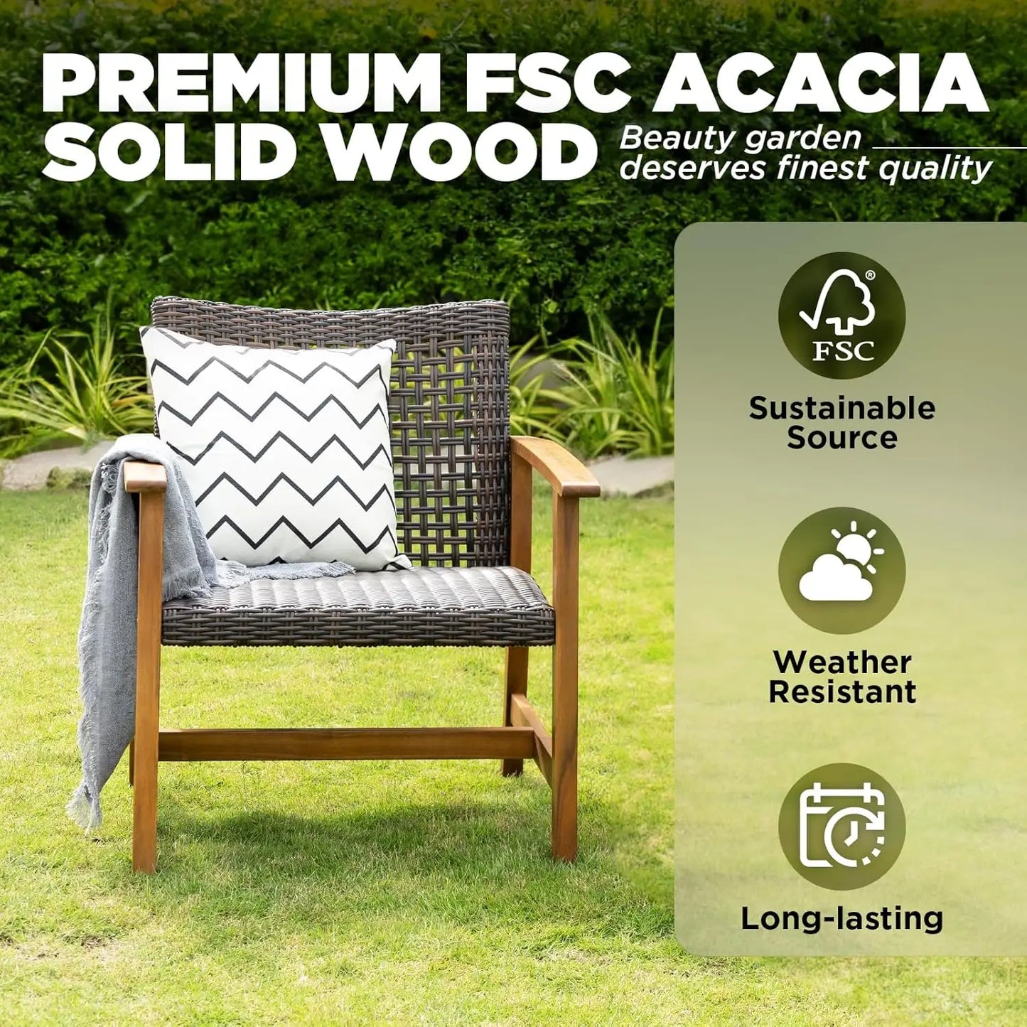 Stylish FSC certified wood patio chairs