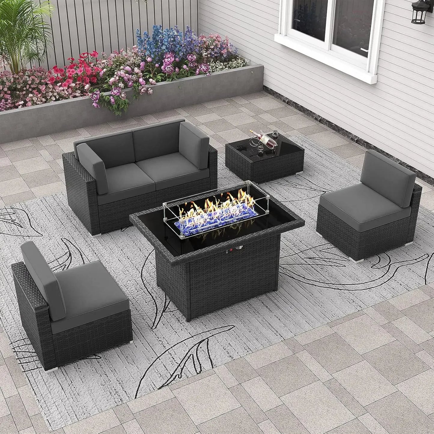 Modern wicker conversation set for patios