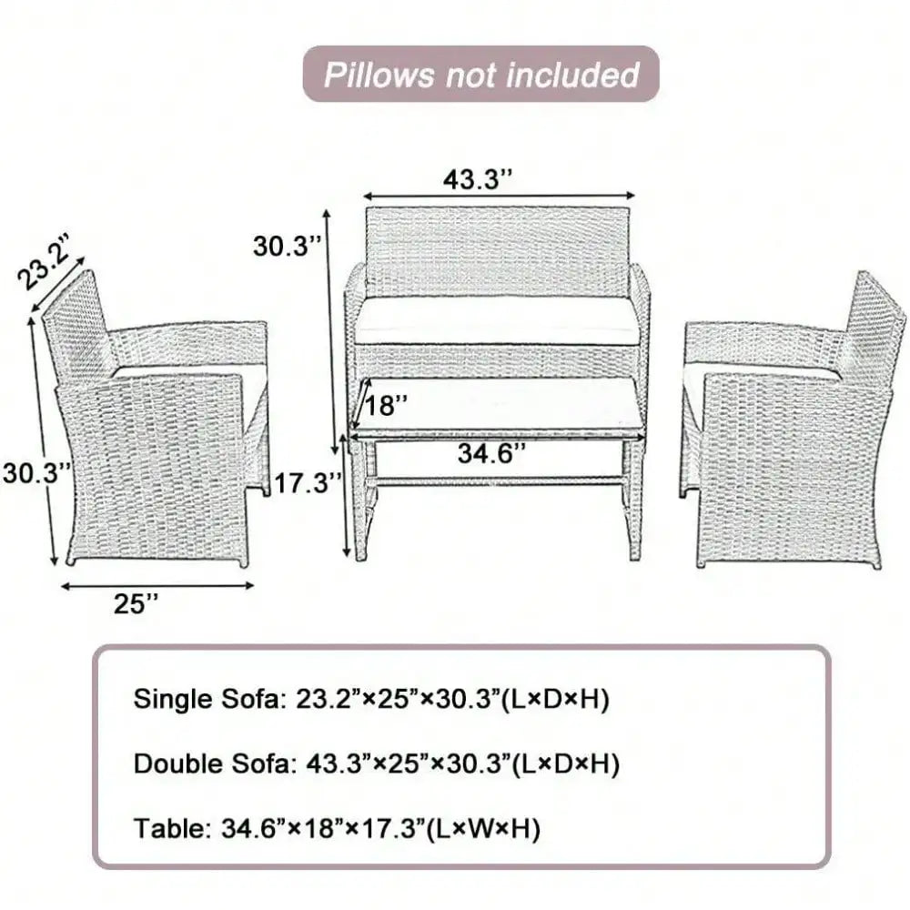 Comfortable patio loveseat and chairs for outdoor use