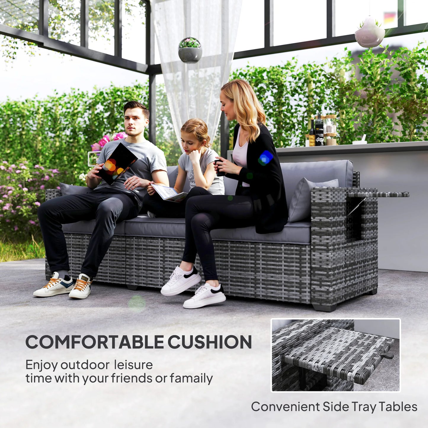 Minimalist style wicker couch for 3 people