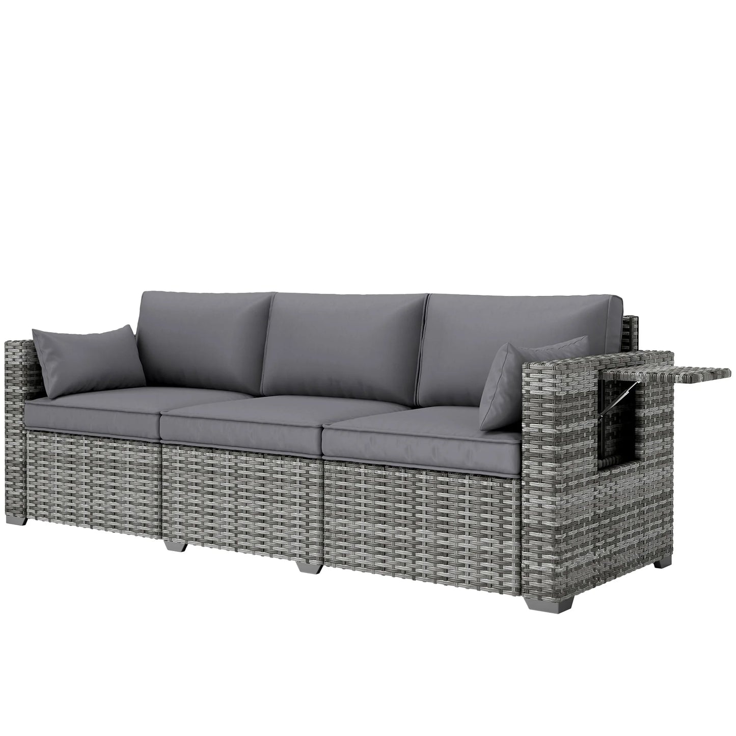 Outsunny 3-seat gray wicker patio sofa