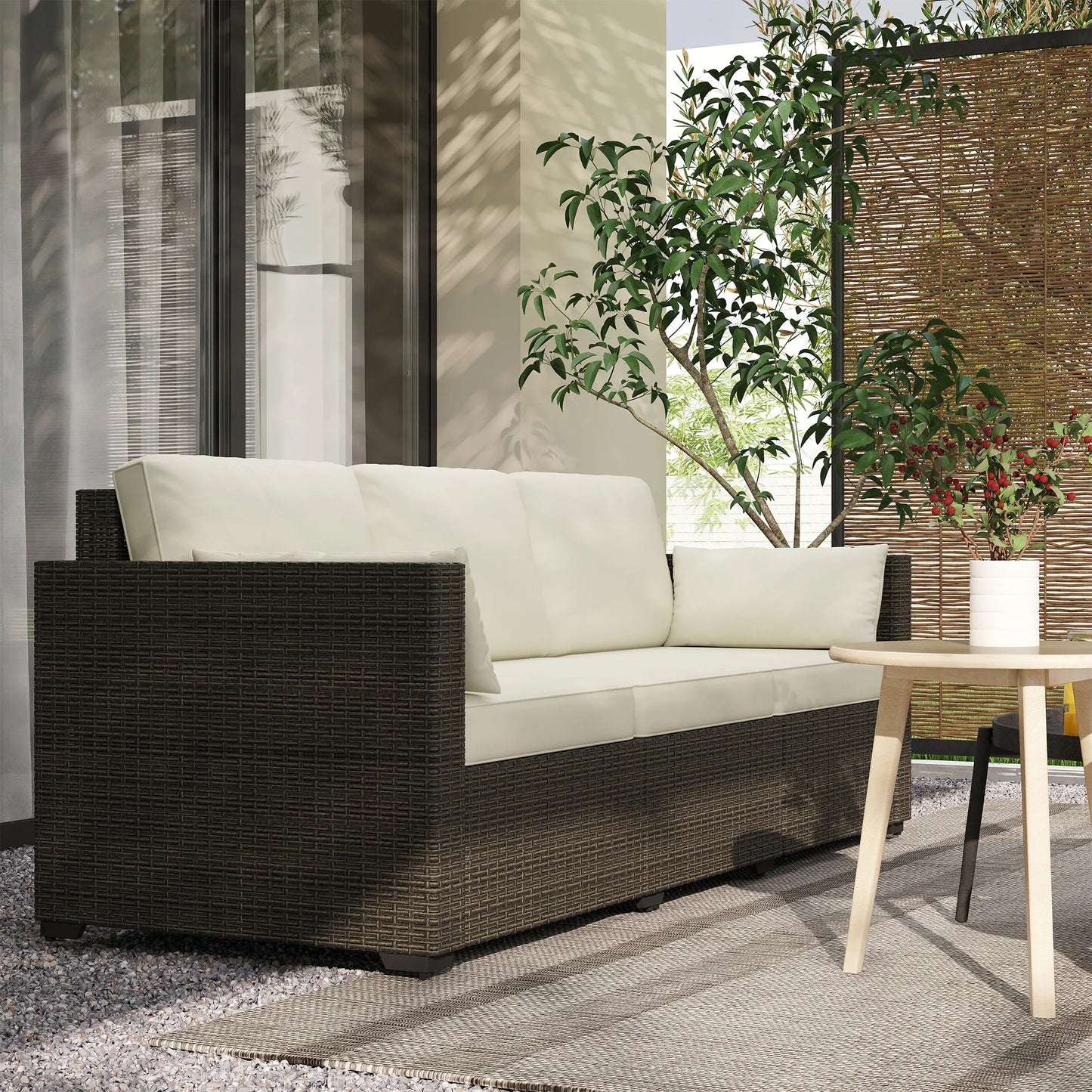 • Modern rattan garden couch with cushions