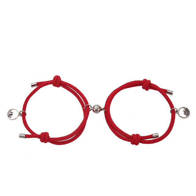 Passionate Red Couple Bracelets | Stylish Alloy Love Tokens - My Web Bazaar
