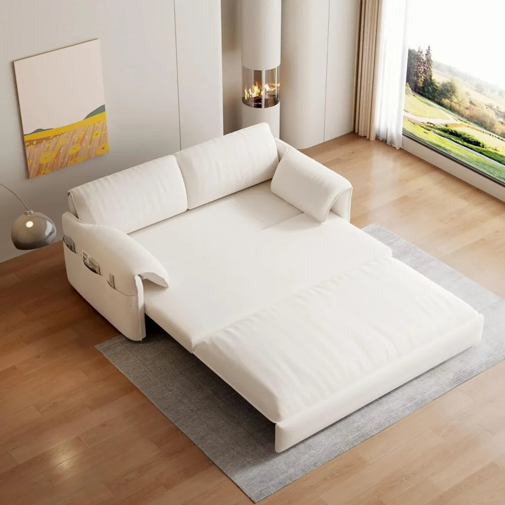 63.8-inch pull-out sofa bed with velvet upholstery