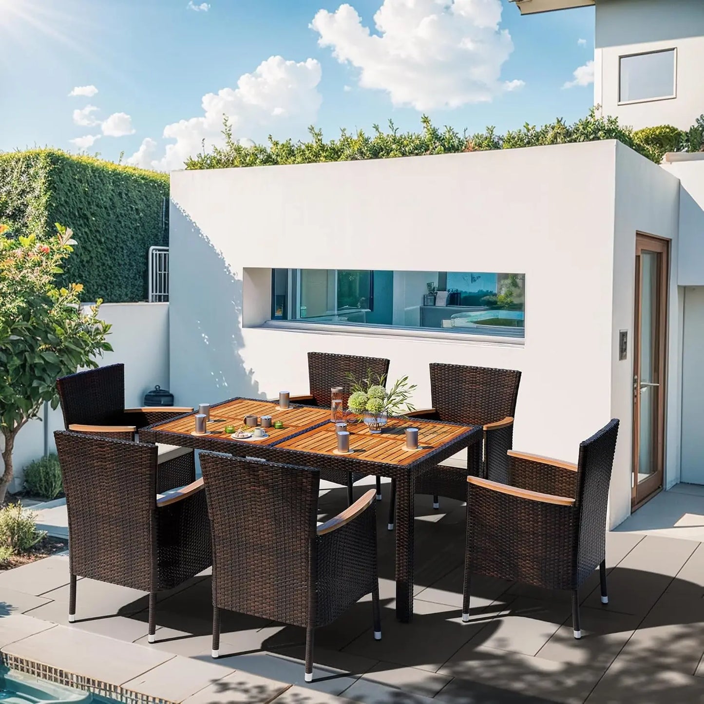 Outdoor rattan furniture set for commercial use