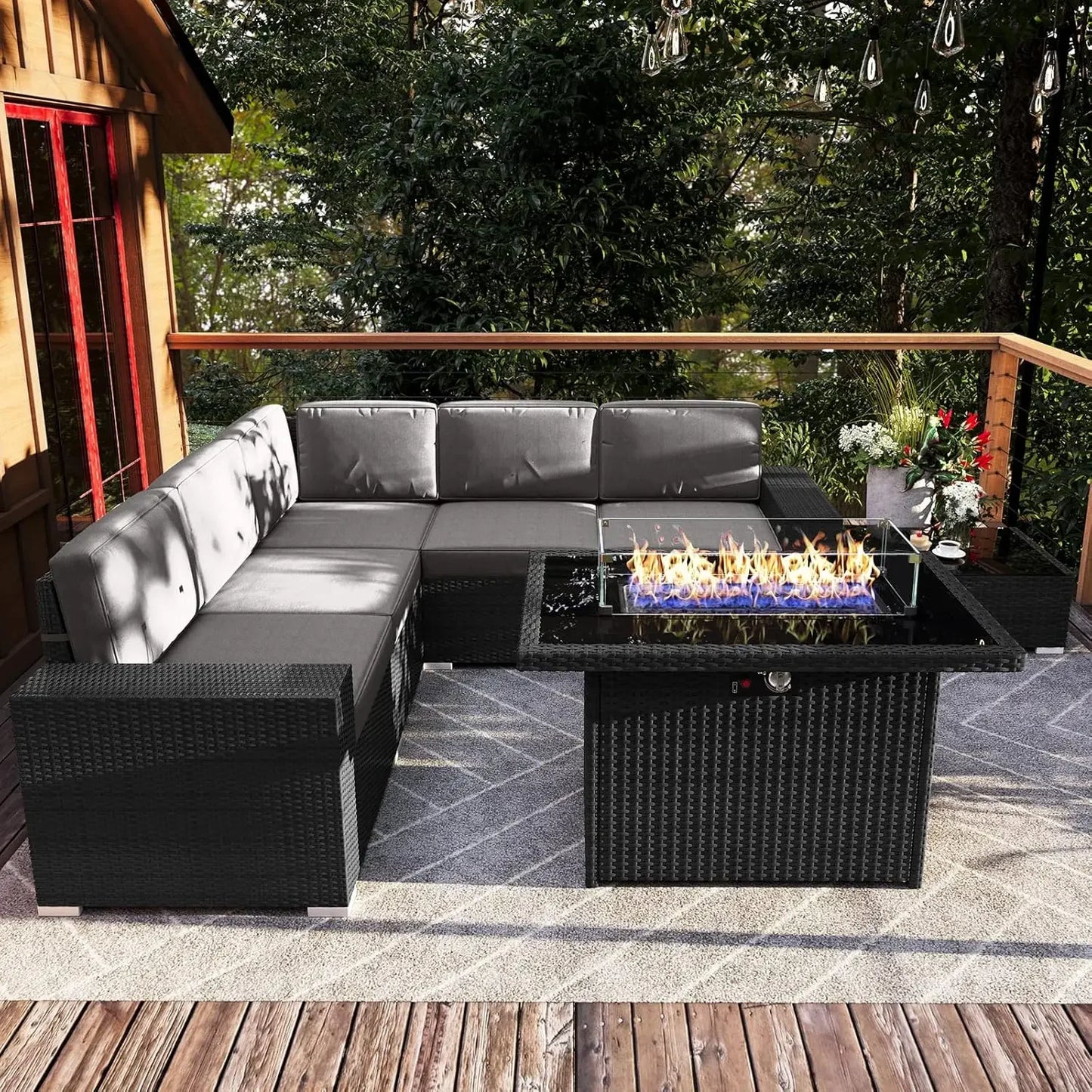 Comfortable outdoor seating with thick cushions