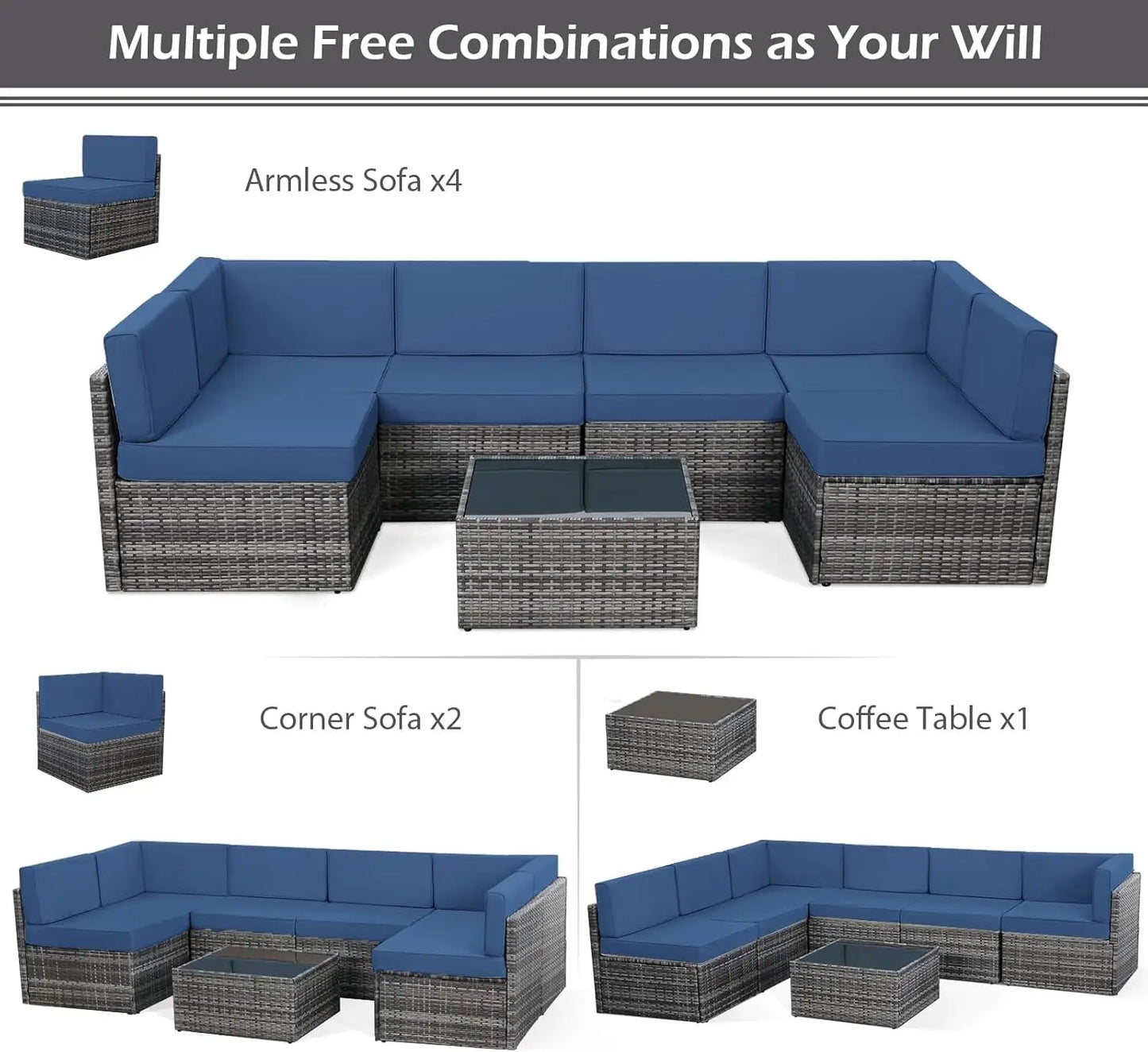 • Rattan patio chair set with coffee table
