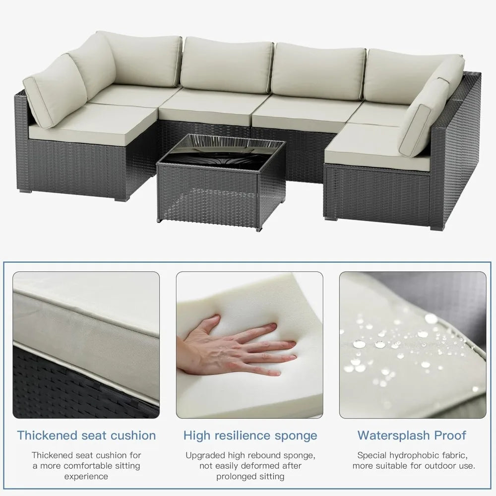 • ANGDUO patio furniture with cushions and table
