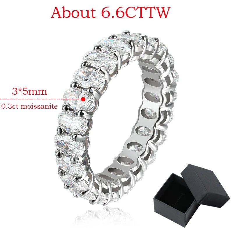 Smyoue Oval Cut Moissanite Ring | Sparkling Silver Eternity Band - My Web Bazaar