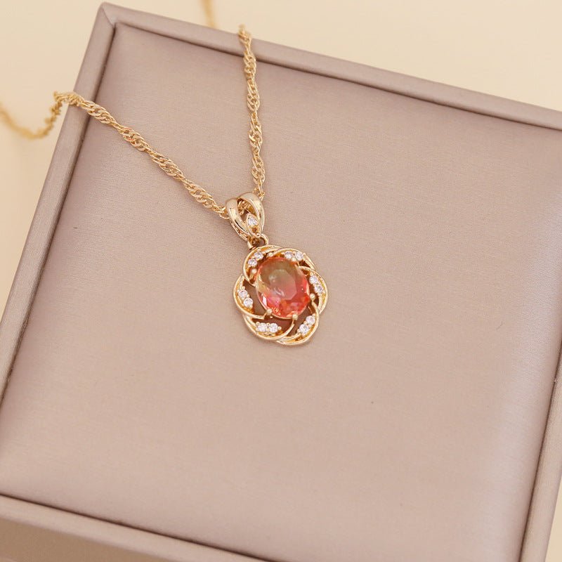Stunning Multicolor Full Diamond Sun Flower Necklace for Women - My Web Bazaar