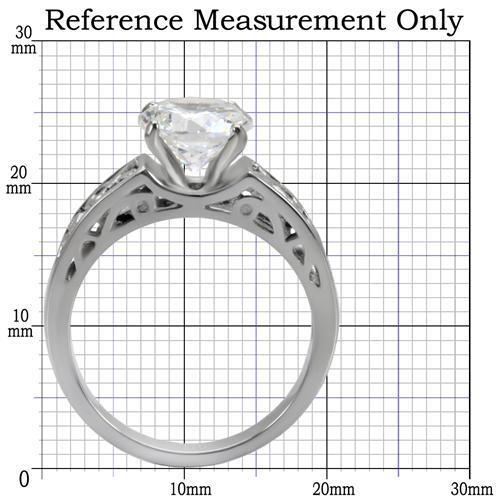 TK069 - High polished (no plating) Stainless Steel Ring with AAA Grade CZ in Clear - My Web Bazaar