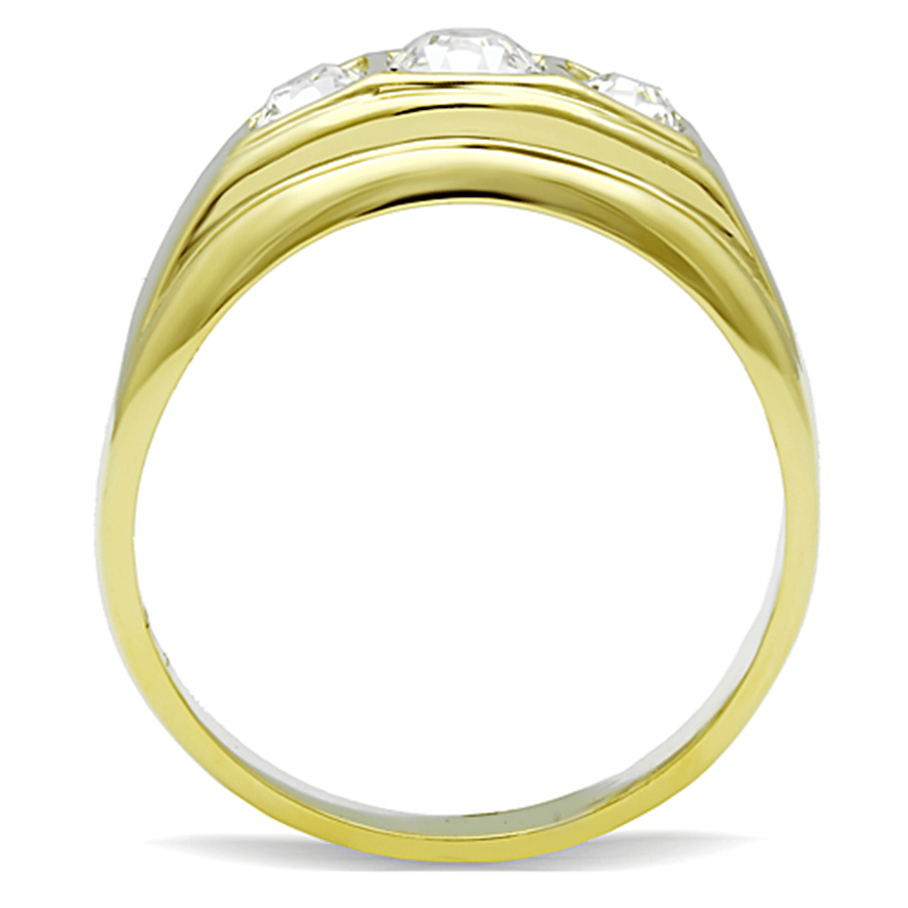 TK119G - IP Gold(Ion Plating) Stainless Steel Ring with Top Grade Crystal in Clear - My Web Bazaar