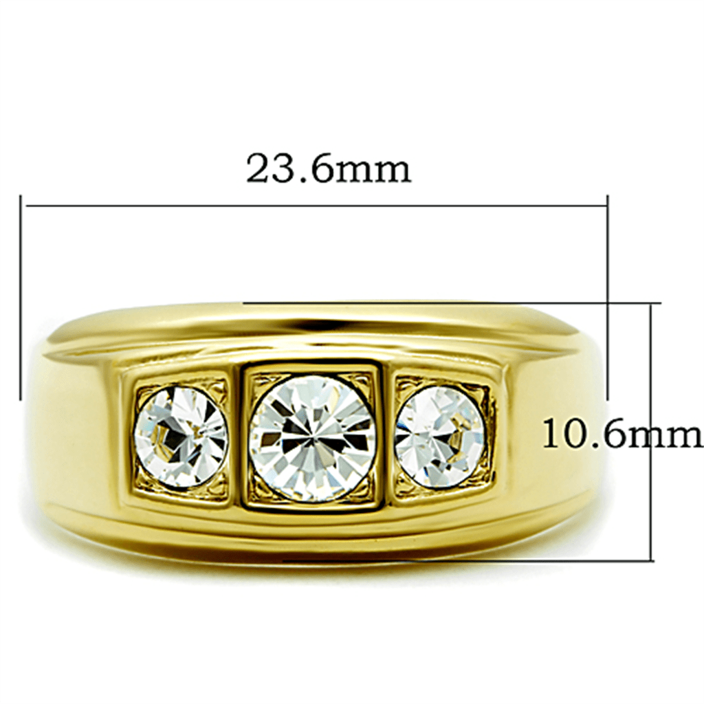 TK119G - IP Gold(Ion Plating) Stainless Steel Ring with Top Grade Crystal in Clear - My Web Bazaar