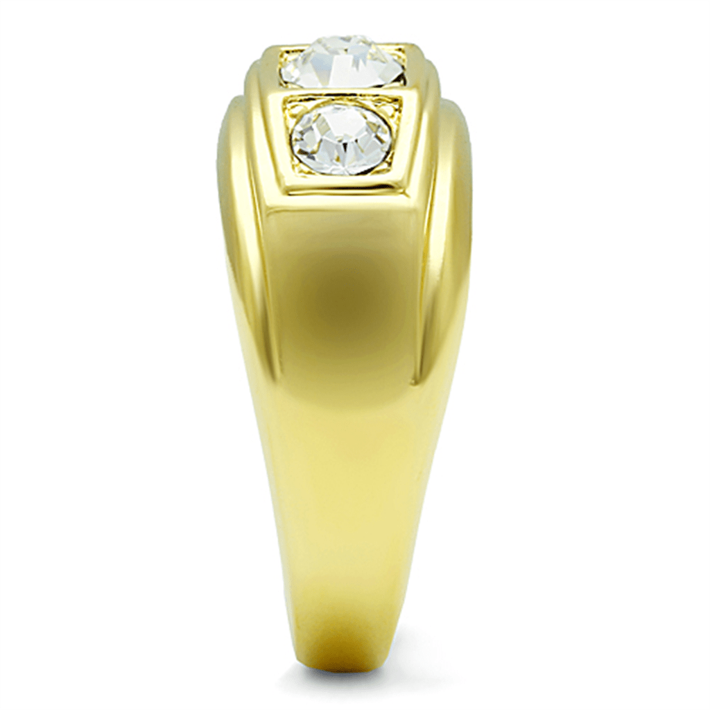 TK119G - IP Gold(Ion Plating) Stainless Steel Ring with Top Grade Crystal in Clear - My Web Bazaar
