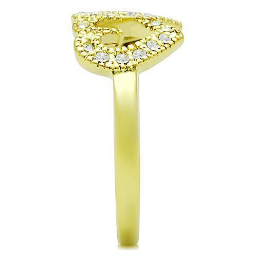 TK1398 Gold Plated Stainless Steel Ring | Sparkling Crystal Elegance - My Web Bazaar