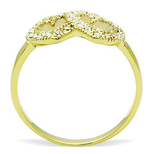 TK1398 Gold Plated Stainless Steel Ring | Sparkling Crystal Elegance - My Web Bazaar
