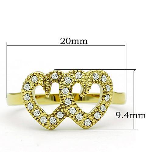 TK1398 Gold Plated Stainless Steel Ring | Sparkling Crystal Elegance - My Web Bazaar