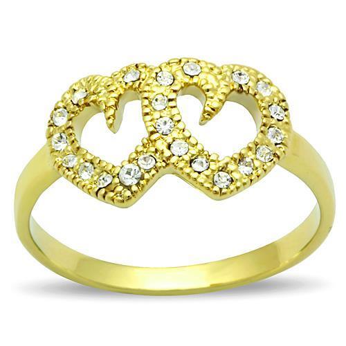 TK1398 Gold Plated Stainless Steel Ring | Sparkling Crystal Elegance - My Web Bazaar