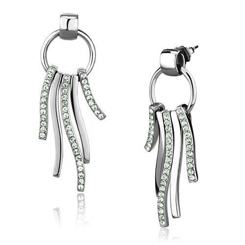 TK2633 Stainless Steel Earrings | Polished Elegance with Peridot - My Web Bazaar