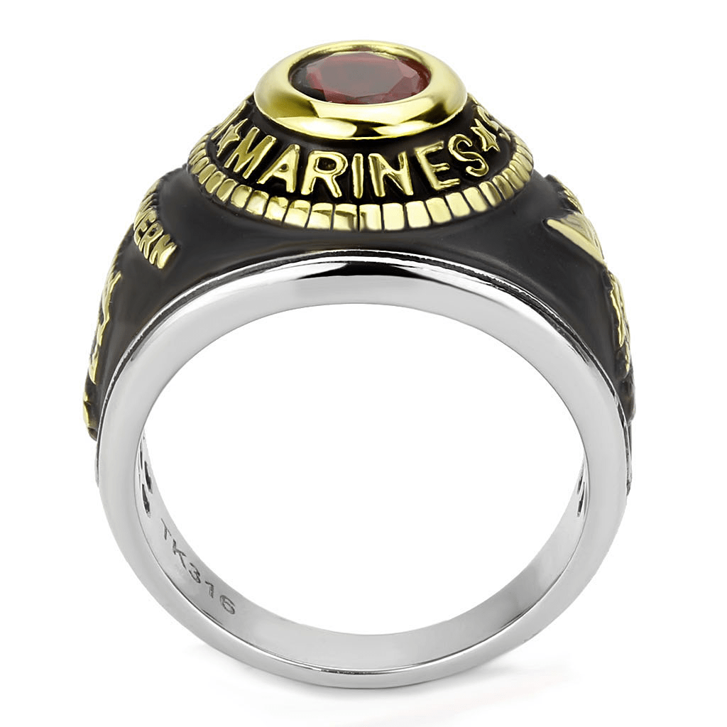 TK3723 - Two - Tone IP Gold (Ion Plating) Stainless Steel Ring with Synthetic Synthetic Glass in Red Series - My Web Bazaar